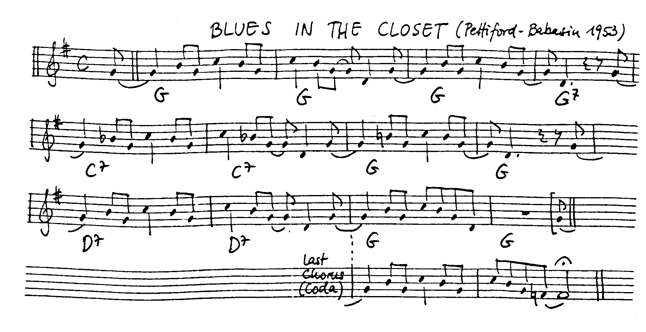 blues in the closet free jazz leadsheet - Courtesy of the Jungle Jazz Band
